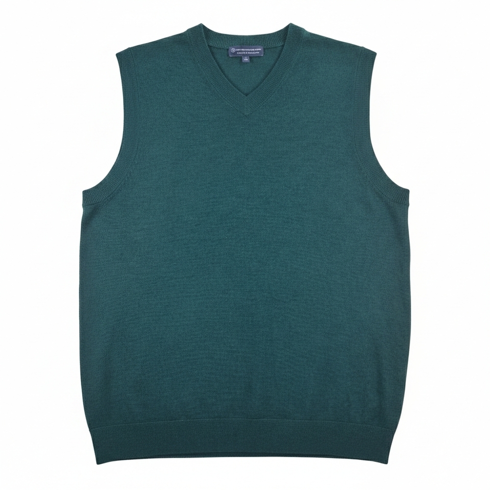 Schaffner Marx Extra Fine Merino Wool Sweater Vest Forest Green L Golf Preppy